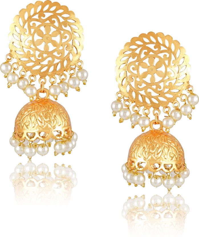 Meenaz Traditional Pearl Jewellery Gold Chandbali Jhumki Party Wear Stylish Jhumka Earrings For women Girls Jewellery set for girls women - jhumki earrings-314 Cubic Zirconia Copper, Brass Jhumki Earring