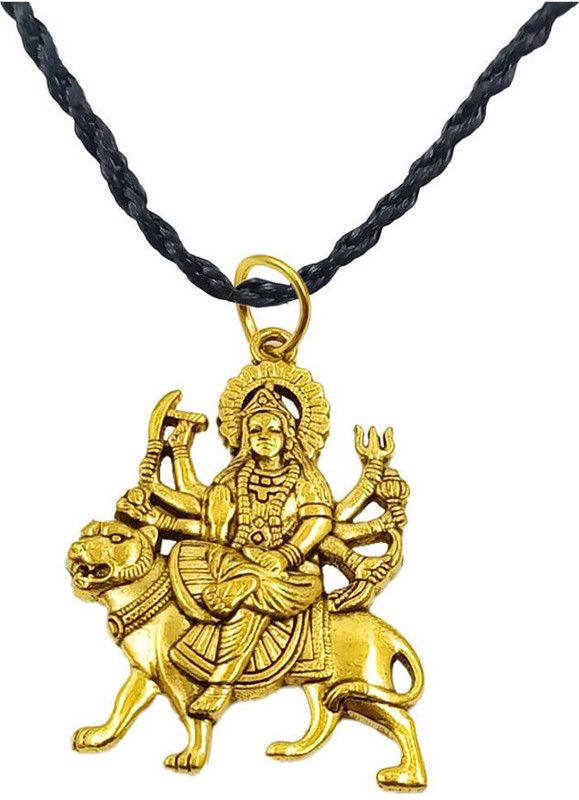 Jai Maa Durga SheraWali Mahakali Devi Religious Gold Pendant With Silk Dori Brass, Silk Dori Locket Set