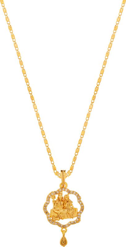 Traditional Forming Mahadev Lord Gold-Plated Stylish Pendant Necklace Chain Diamond Gold-plated, Copper Plated Copper, Alloy Chain Set