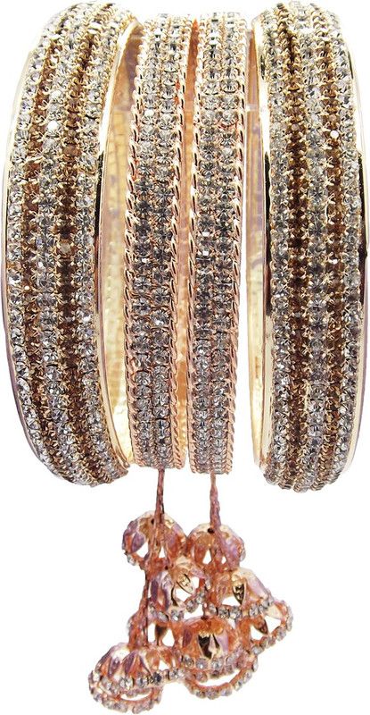 Copper Cubic Zirconia Copper Chudas  (Pack of 4)