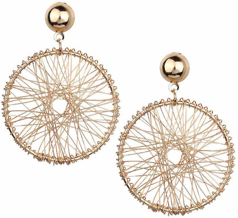 Wedding Collection Gold Colour Chain Women Round Earrings Metal Drops & Danglers