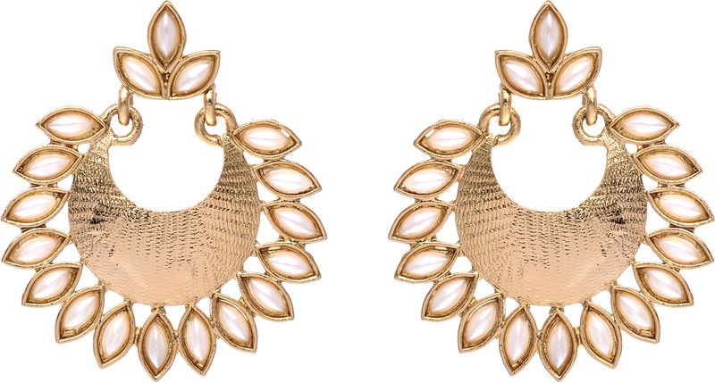 Pearl Office Brass Chandbali Earring