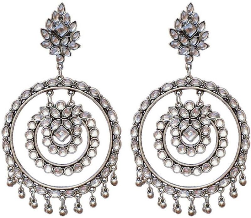 Artificial Stones & Beads Modern Oxidised Mirror Earrings for Girls & Women Alloy Drops & Danglers