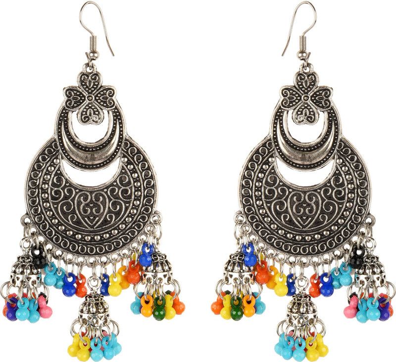 Fine Design Multicolour Beaded Beads Alloy, Metal Drops & Danglers