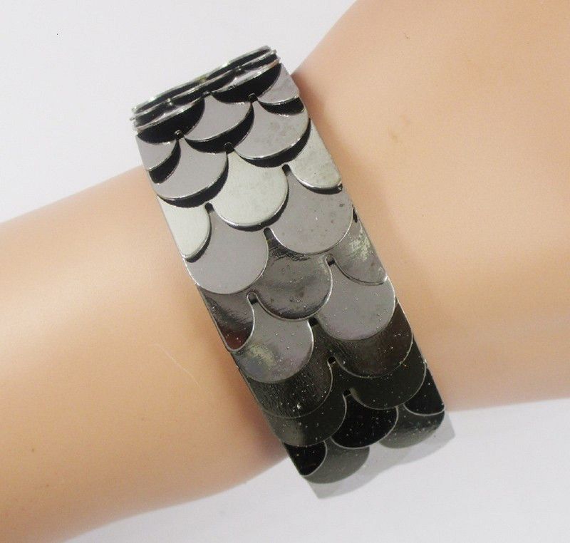 Metal Black Silver Bangle