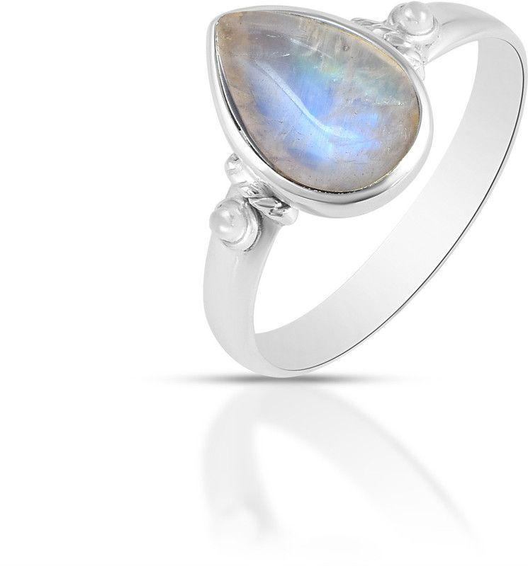 Natural Rainbow Moonstone 925 Sterling Silver Minimalist Ring For Girls Silver Moonstone Silver Plated Ring