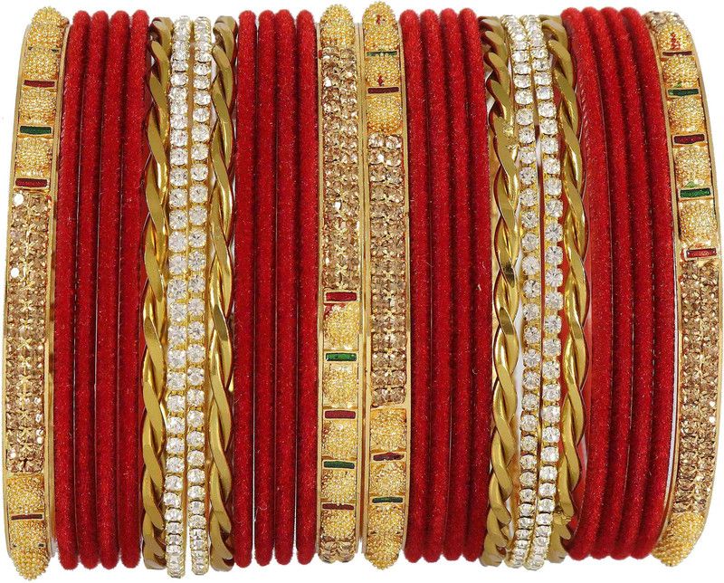 Metal Beads, Zircon Bangle Set  (Pack of 28)