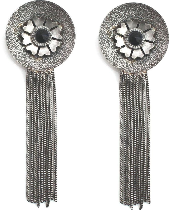 Eivri Tribal Collection TDesigner Indian Antique Oxidised Silver Stylish Afghan Dangler Earrings for Women & Girls Gift For New Year/Christmas/Birthday/Wedding Cubic Zirconia Brass Drops & Danglers