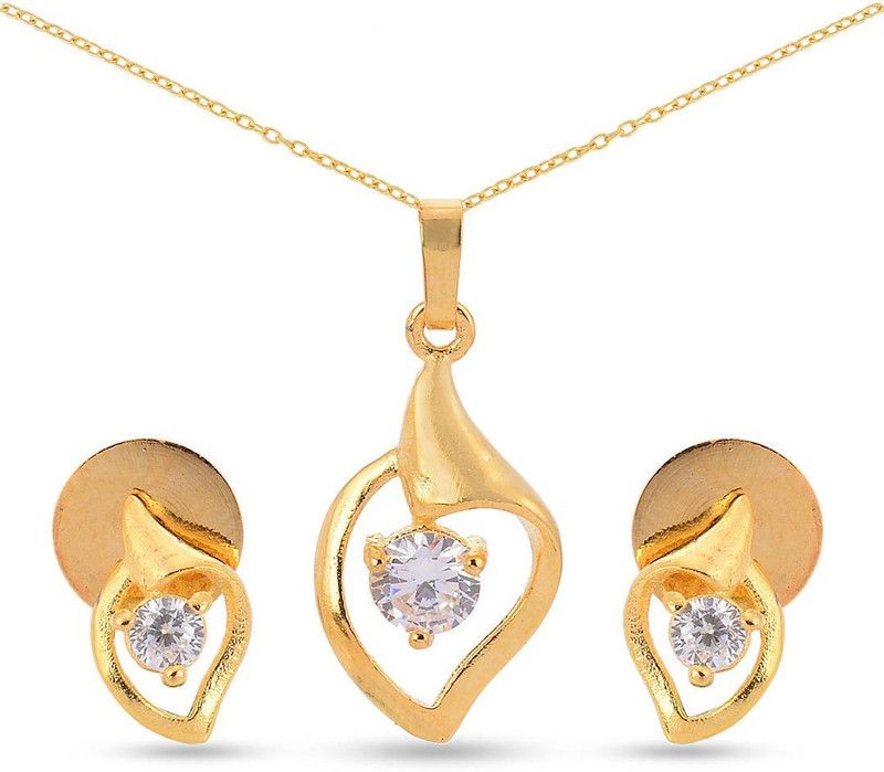 Metal Gold-plated White Jewel Set  (Pack of 1)
