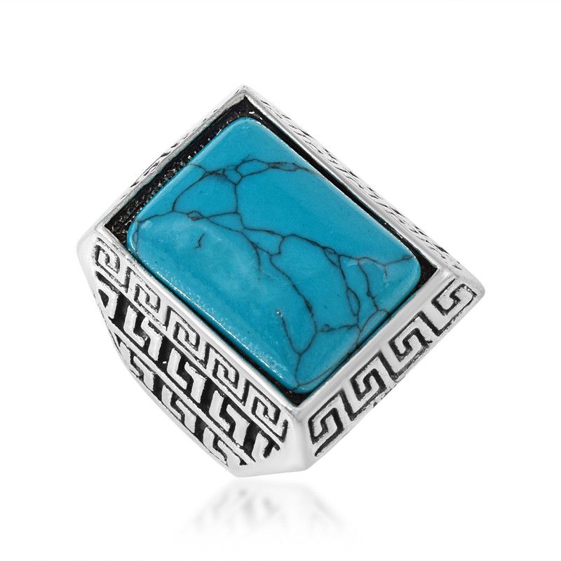 Brass Silverplated Big Turquoise Firoza Fingerring Brass Turquoise Silver Plated Ring