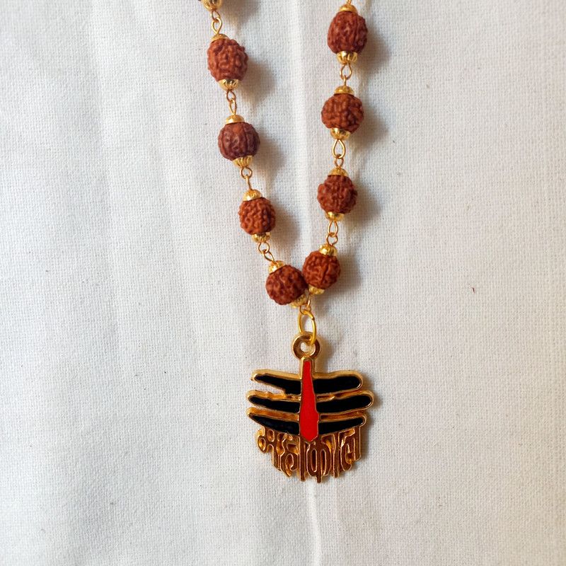 RUDRAKSHA WITH MAHAKAL PEDANT Beads Gold-plated Plated Rudraksha Chain