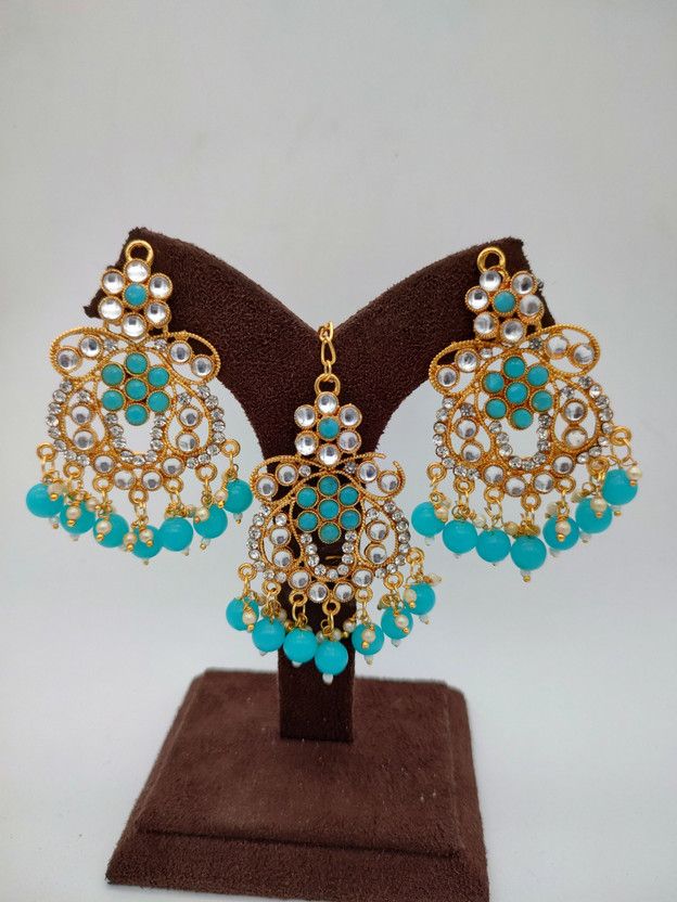 Metal, Alloy Silver Turquoise Jewel Set  (Pack of 1)