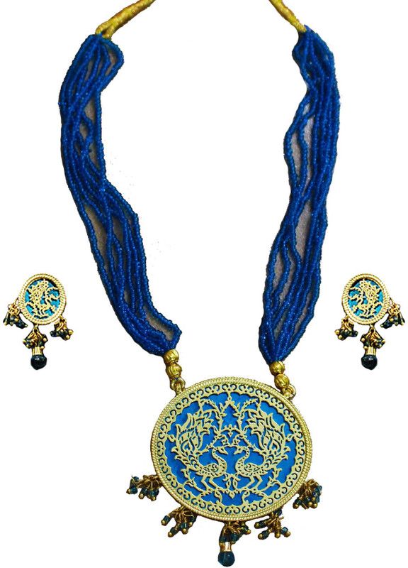 Copper Gold-plated Turquoise Jewel Set  (Pack of 1)