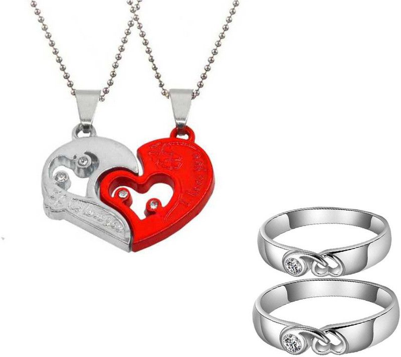 Stainless Steel Silver Red, Silver Jewel Set  (Pack of 1)