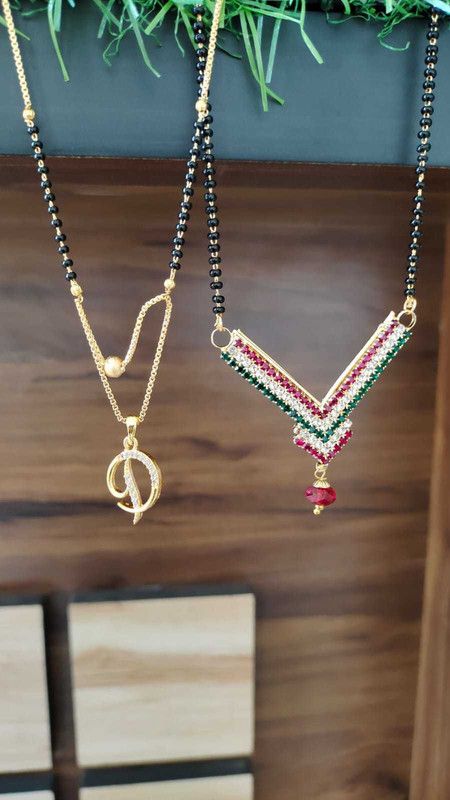 blackbird Fancy D Letter Gold-Plated Mangalsutra for Womens(PACK OF 2) Alloy Mangalsutra