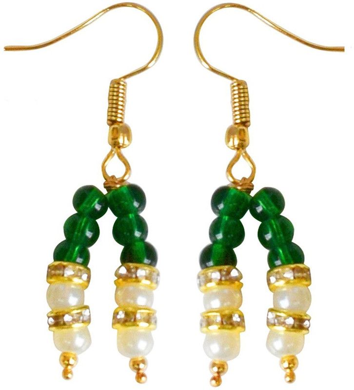 Green Blossoms Pearl Metal Drops & Danglers