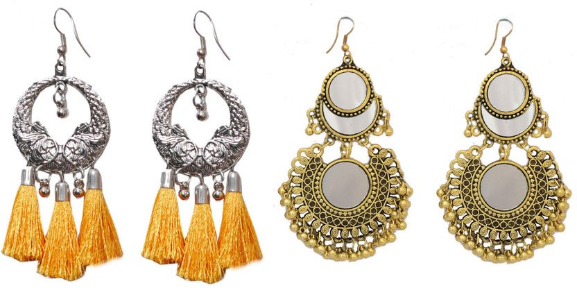 Pack Of 2 Alloy Chandbali Earring, Tassel Earring