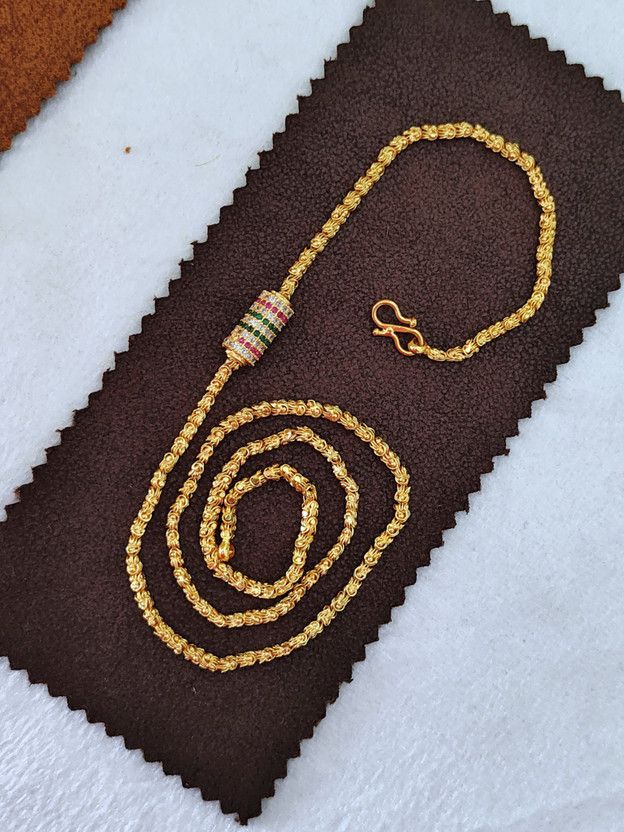 CHANDRAMUKHI FANCY BALL CHAIN 24"inch (MOPU NECKLACE/Maangalyam/Murukku Chain) Gold-plated Plated Brass Chain