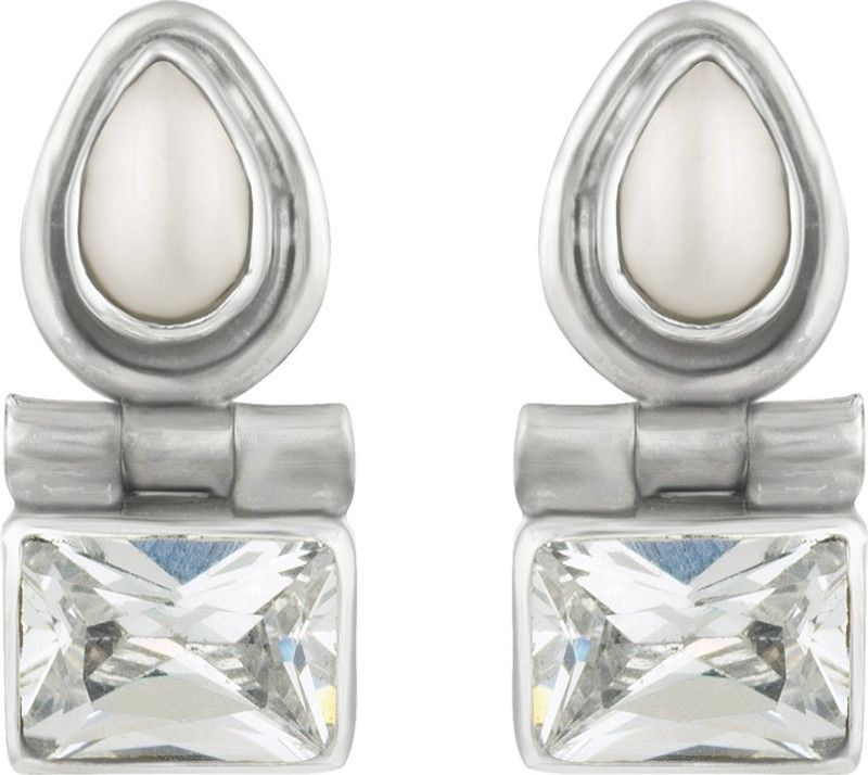 Peora 925 Sterling Silver Diamond Cut Cubic Zirconia Drop Earrings for Women Girls Stylish Party Wear Cubic Zirconia Sterling Silver Drops & Danglers