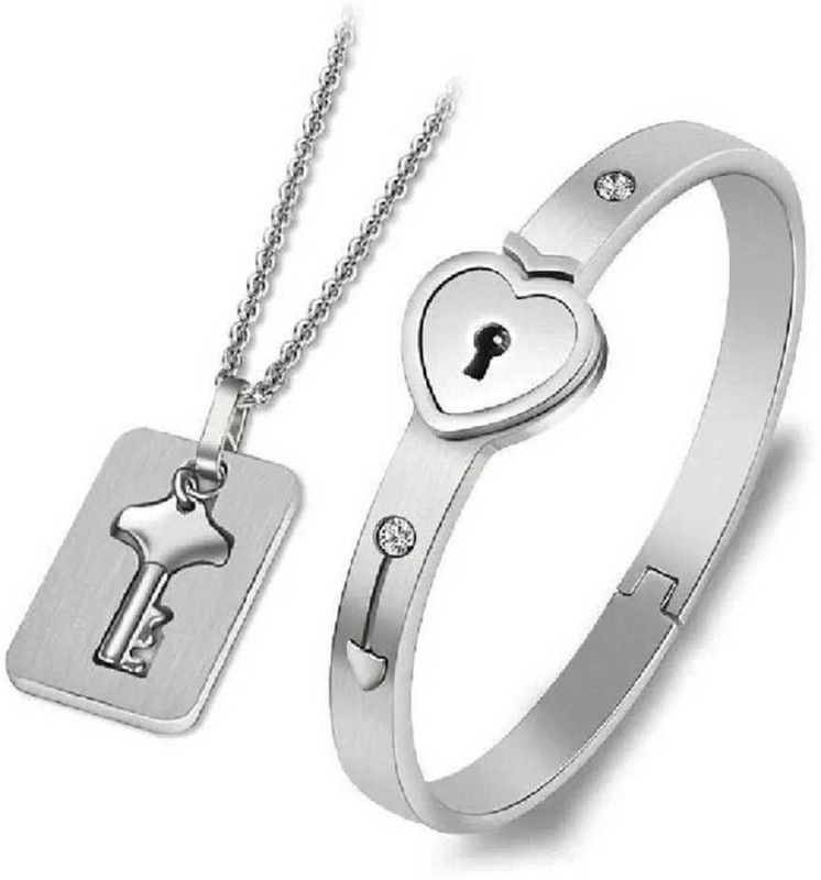 Stainless Steel Sterling Silver Bracelet Set  (Pack of 2)