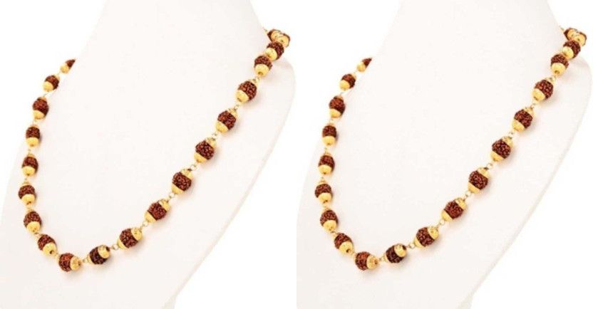 5 Mukhi Rudraksha Rudraksh Mala in Gold Plated Gold-plated Plated Brass Chain