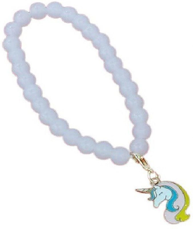 MOREL WHITE BEADS BRACELET WITH COLOR UNICORN PENDANT BRACELET CHARM GIFT FOR WOMEN Crystal Beaded Charm