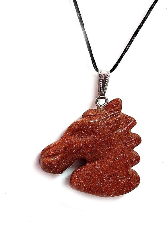 Red Gold Stone Crystal Horse Shaped Victory And Prosperity Crystal Pendant