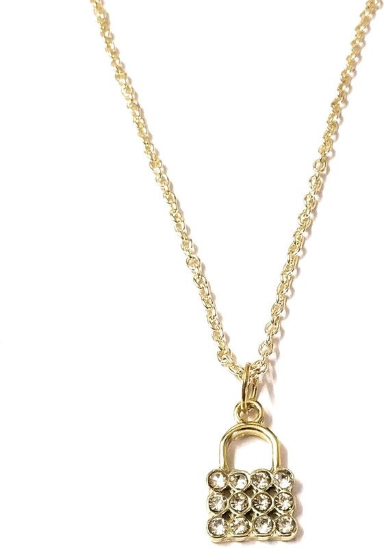 Lock pendent with chain necklace set for Girls and Womens. Gold-plated Alloy Pendant Set