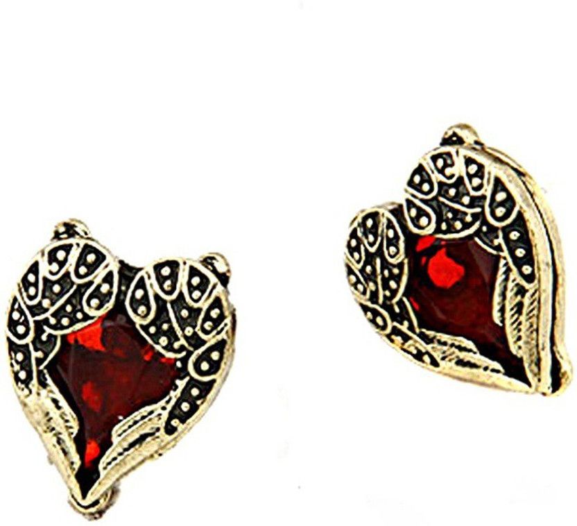 Antique Style Heart Crystal Alloy Stud Earring