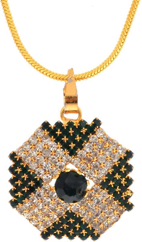 Gold plated Brass Glow N Shine Cubic Zirconia (CZ) Pendant for Women Gold-plated Cubic Zirconia Brass Pendant