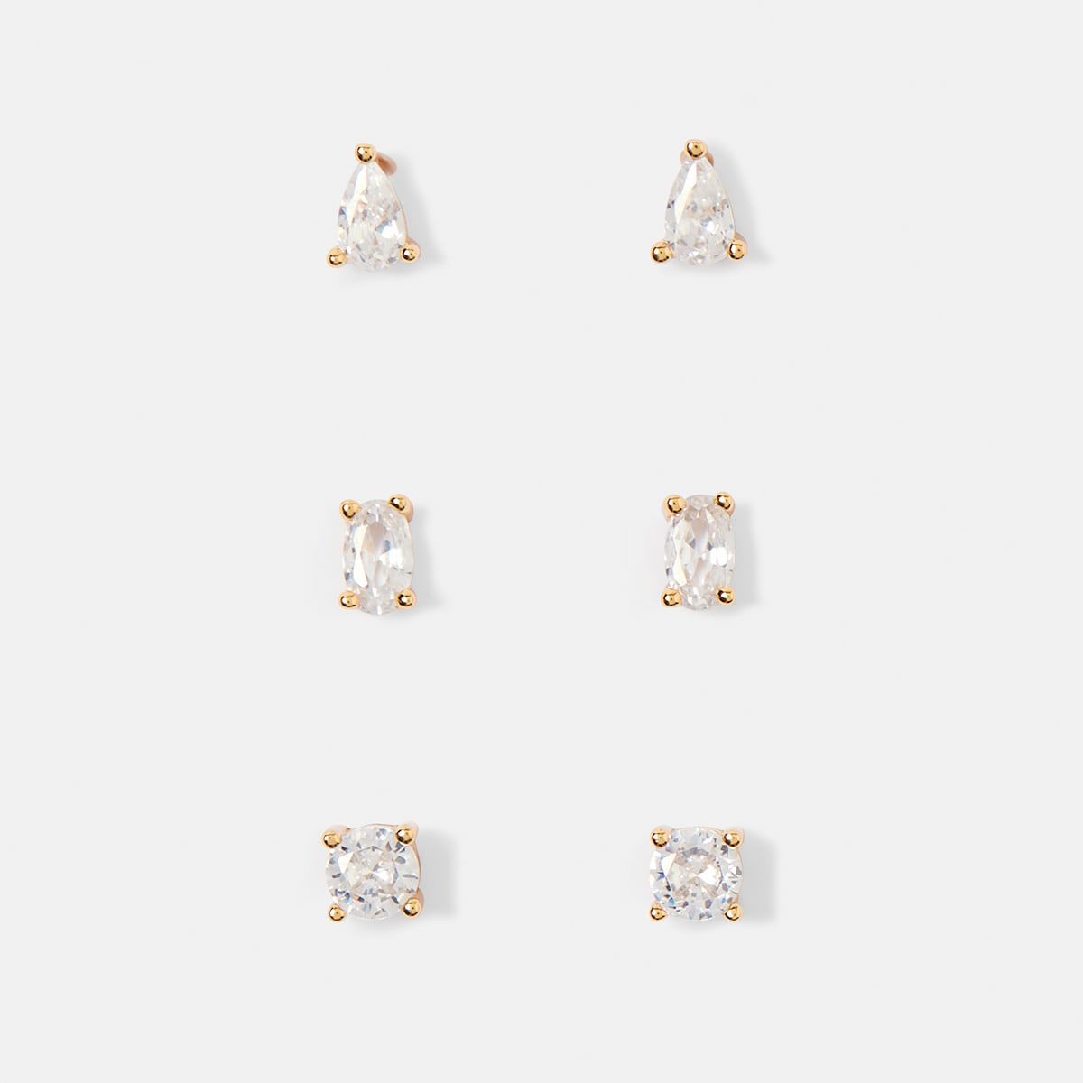 3 Pack Gold Plated Stacking Earrings
