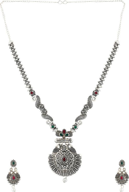 Brass Silver Pink Jewel Set  (Pack of 1)