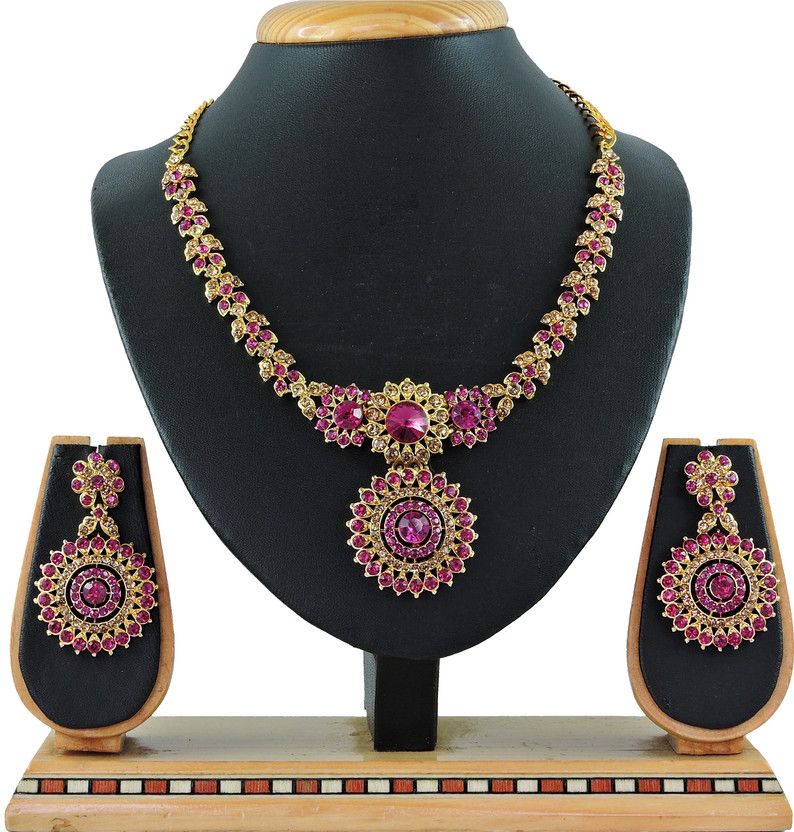 Alloy Gold-plated Pink, Bronze Jewel Set  (Pack of 1)