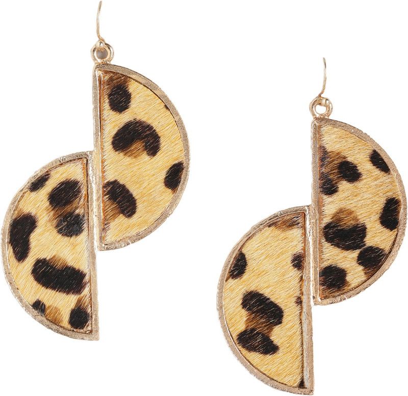 Rose Gold Plated Leather Earrings Metal Drops & Danglers