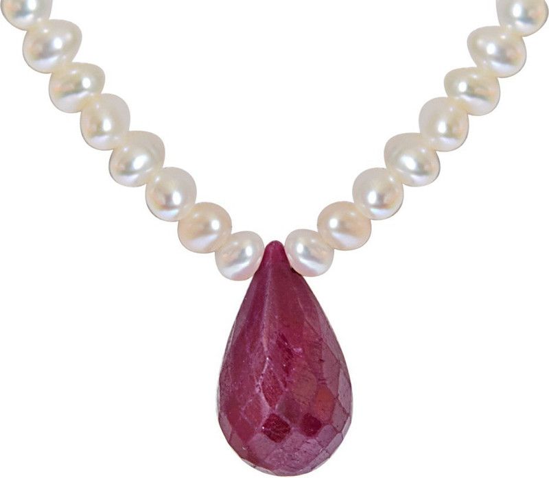 8.39 cts Faceted Drop Ruby Metal Necklace