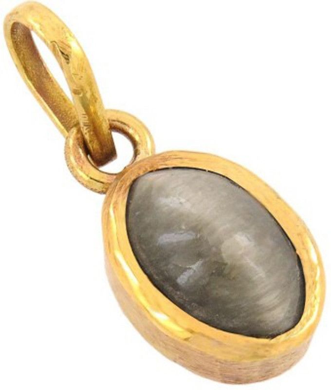 7.25 Ratti Cat's Eye Gemstone in Panchdhatu Gold-plated Cat's Eye Alloy, Stone Pendant