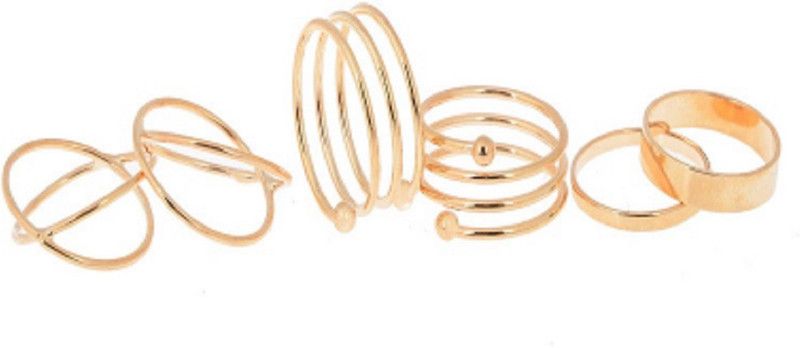 Rose Gold 6 PCS/SET Finger Ring Set Alloy Rose Gold Plated Stack Ring