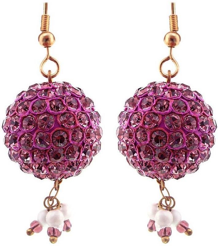 Handmade Peach Lakh Ball Jhumka Set Brass Drops & Danglers