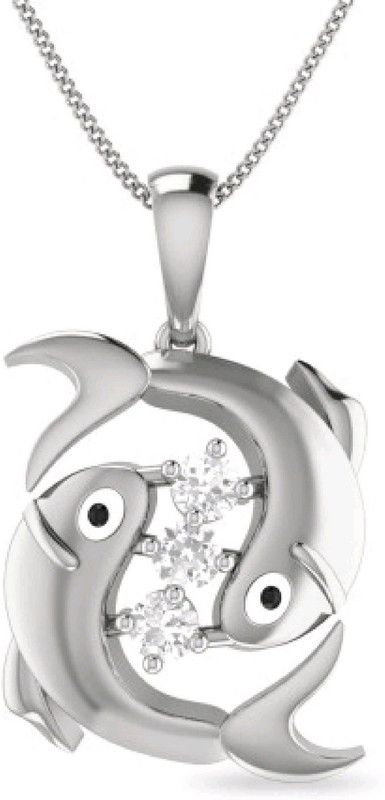 925 Sterling Silver Charming Dolphin Pendant with Chain for Girls & Women Rhodium Cubic Zirconia Sterling Silver Pendant