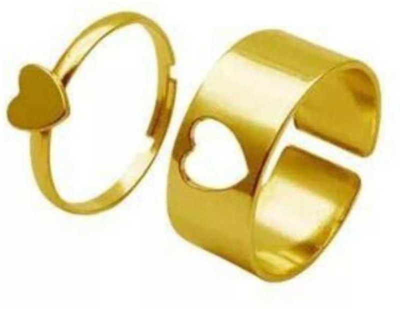 Adjustable Coupe Rings for lovers in Gold Plated valentine gift & proposal ring Alloy Gold Plated Ring Set