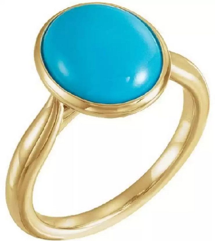 Kundli Gems Firoza Ring For Women Copper Turquoise Gold Plated Ring