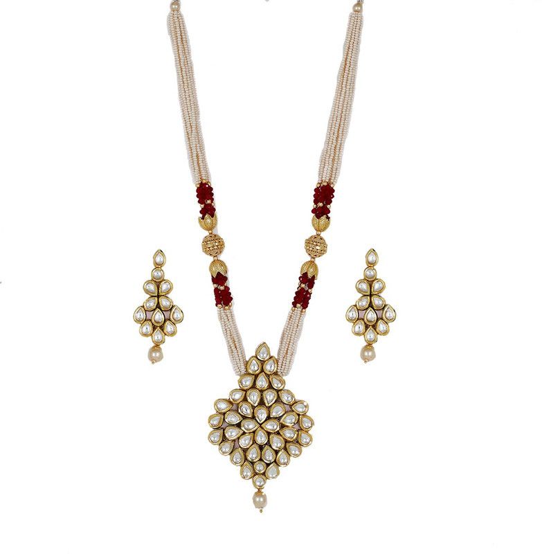 Brass White Jewel Set  (Pack of 1)