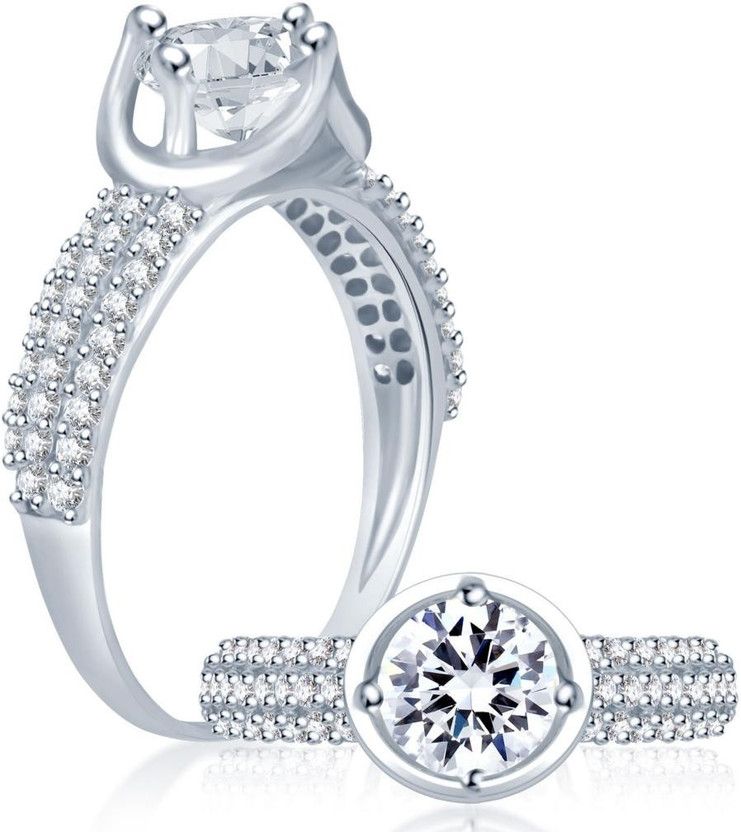 Attractive Alloy Cubic Zirconia Rhodium Plated Ring