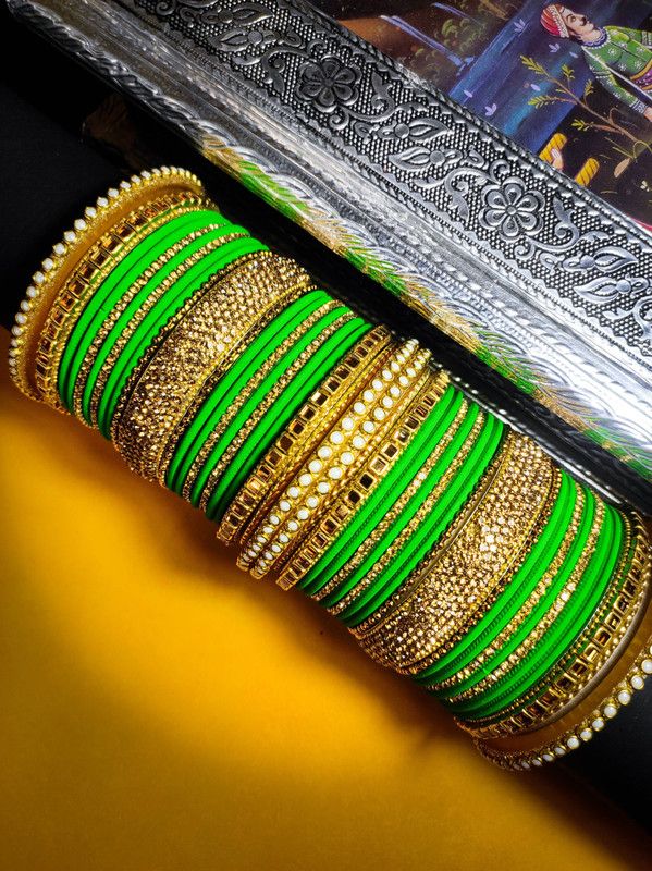 Metal Gold-plated Bangle Set  (Pack of 46)