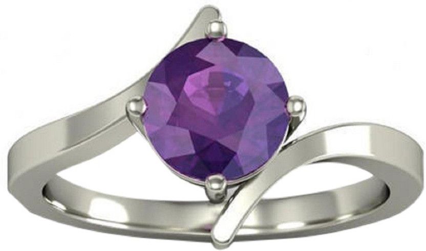 Natural Amethyst Stone lab Certified Jamuniya Silvr Plated Ring. Stone Amethyst Silver Plated Ring