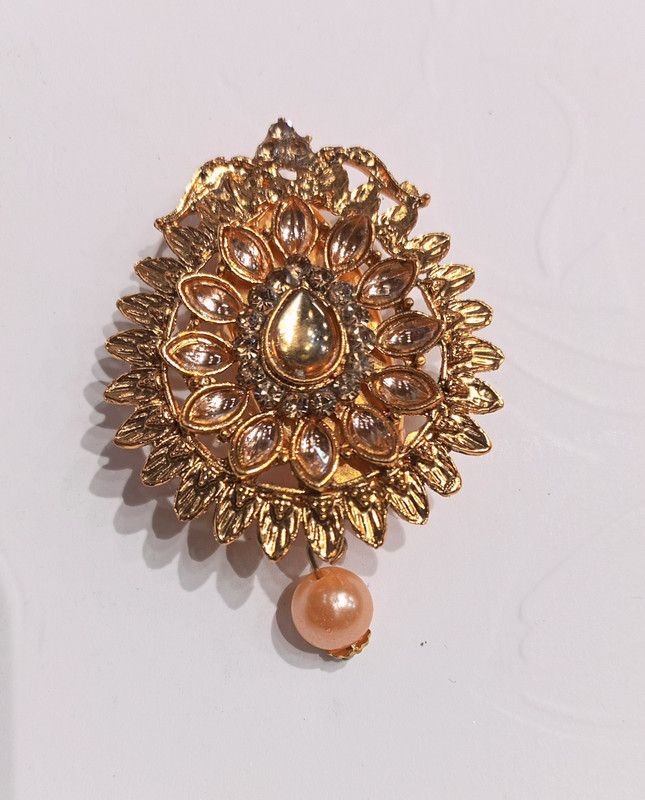 Fancy stone saree pins brooch Brooch  (Gold)