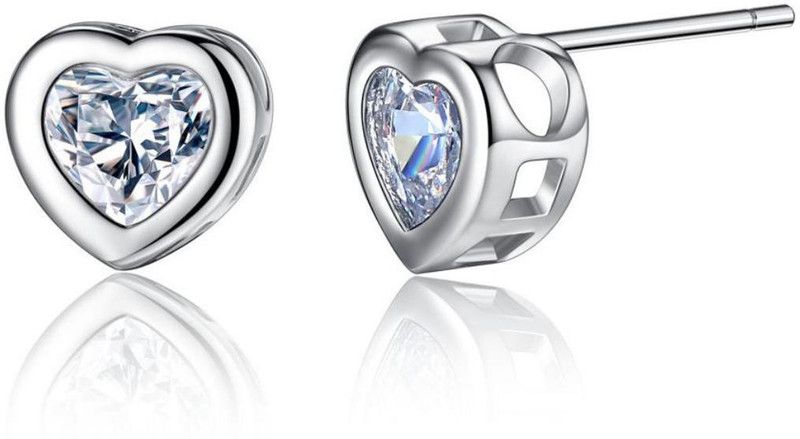 Heart Shape Swarovski Non-Precious Metal Earring Stud for Women Cubic Zirconia Metal Stud Earring