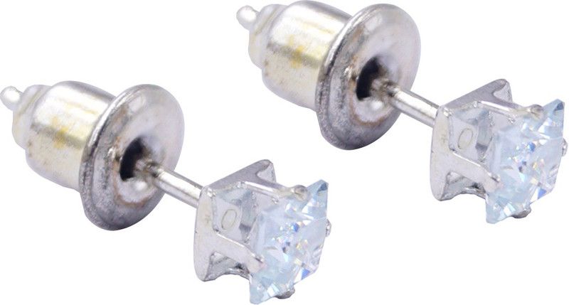 Square Crystal Studded Classic Silver Finish Fashion-full Trendy Wear (Small) Crystal Alloy Stud Earring, Earring Set, Plug Earring