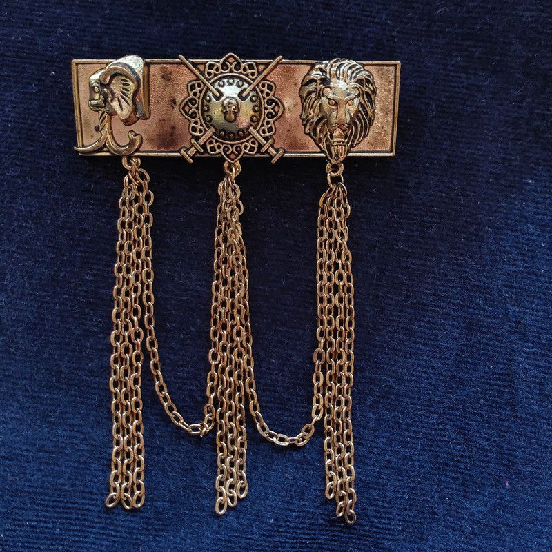 mahi Multi Layer Hanging Chain Brooch Brooch  (Gold)