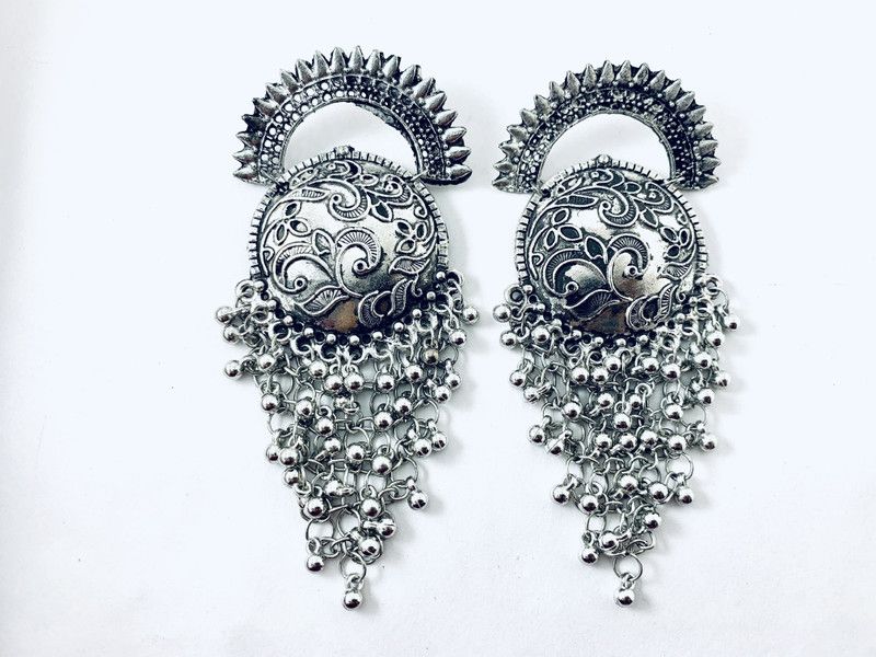 Oxidized Dangle Silver Stud ~Stud ~ Oxidized Earring German Silver Stud Earring, Tassel Earring, Drops & Danglers, Earring Set